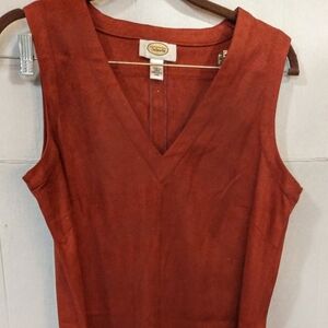 Rust Swede Sleeveless Maxi Jumper With Belt Deep V Neck